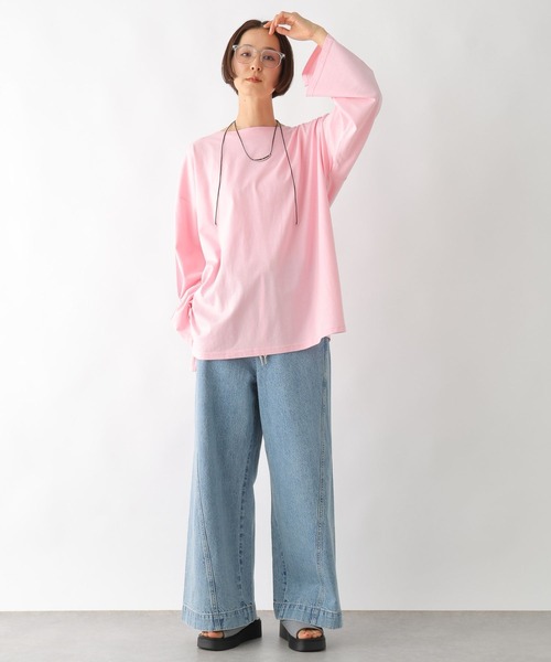 LEPSIM(レプシィム)の「ボートネックチュニック 290263(Tシャツ/カットソー・レディース・ブラック/オフホワイト/ライトピンク・FREE)」の20枚目の写真