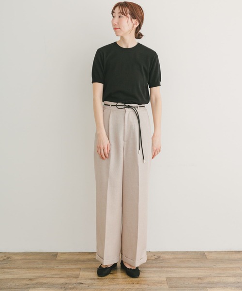 ITEMS URBANRESEARCH（アイテムズ アーバンリサーチ）の「コンパクト半袖ニット（ニット/セーター・レディース・ブラック/オフホワイト/オレンジ・FREE）」の10枚目の写真