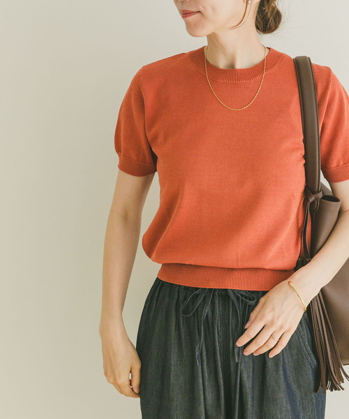 ITEMS URBANRESEARCH（アイテムズ アーバンリサーチ）の「コンパクト半袖ニット（ニット/セーター・レディース・ブラック/オフホワイト/オレンジ・FREE）」の19枚目の写真
