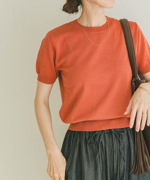 ITEMS URBANRESEARCH（アイテムズ アーバンリサーチ）の「コンパクト半袖ニット（ニット/セーター・レディース・ブラック/オフホワイト/オレンジ・FREE）」の20枚目の写真