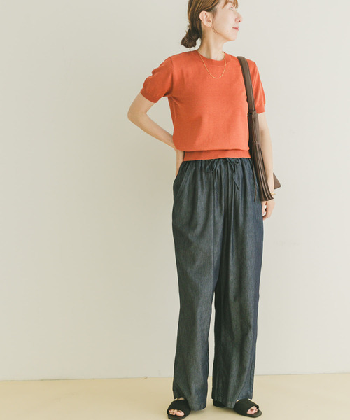 ITEMS URBANRESEARCH（アイテムズ アーバンリサーチ）の「コンパクト半袖ニット（ニット/セーター・レディース・ブラック/オフホワイト/オレンジ・FREE）」の22枚目の写真