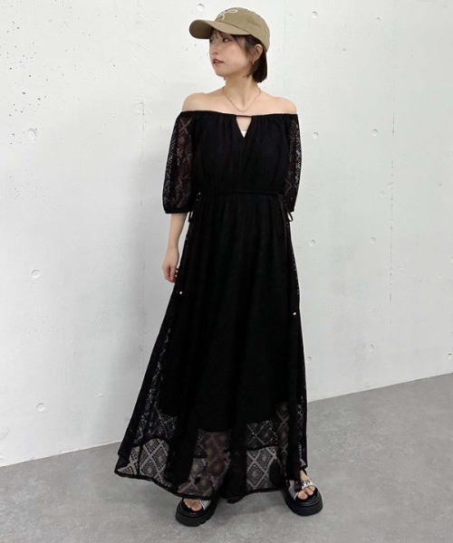 パリ購入★カルヴェン★CARVEN★黒白レースワンピース セール】キカ柄レースワンピース（ワンピース）｜archives