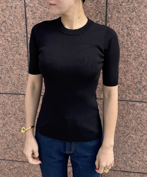 JENNE(ジェンヌ)の「美シルエットニットトップス(Tシャツ/カットソー・レディース・サックスブルー/ブラック/ホワイト・SMALL/MEDIUM/LARGE)」の5枚目の写真