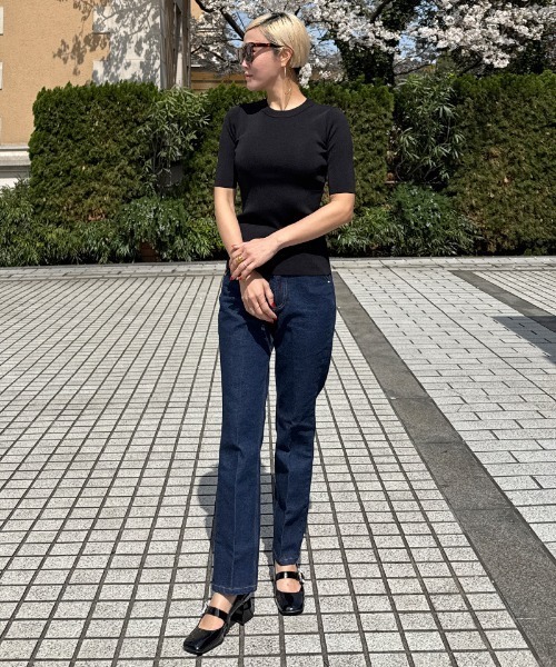 JENNE(ジェンヌ)の「美シルエットニットトップス(Tシャツ/カットソー・レディース・サックスブルー/ブラック/ホワイト・SMALL/MEDIUM/LARGE)」の7枚目の写真