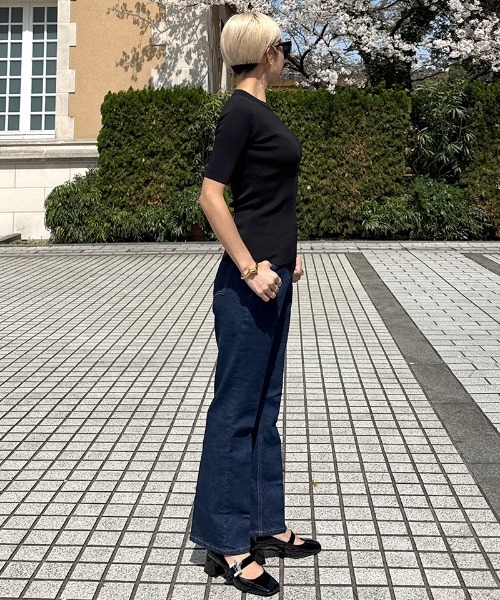 JENNE(ジェンヌ)の「美シルエットニットトップス(Tシャツ/カットソー・レディース・サックスブルー/ブラック/ホワイト・SMALL/MEDIUM/LARGE)」の8枚目の写真