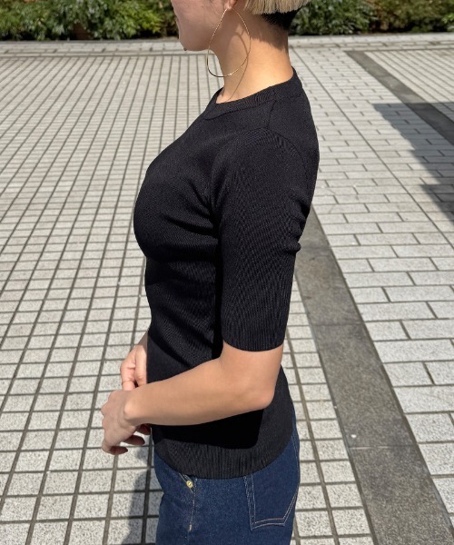 JENNE(ジェンヌ)の「美シルエットニットトップス(Tシャツ/カットソー・レディース・サックスブルー/ブラック/ホワイト・SMALL/MEDIUM/LARGE)」の10枚目の写真
