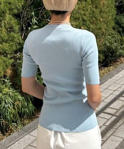 JENNE(ジェンヌ)の「美シルエットニットトップス(Tシャツ/カットソー・レディース・サックスブルー/ブラック/ホワイト・SMALL/MEDIUM/LARGE)」の17枚目の写真