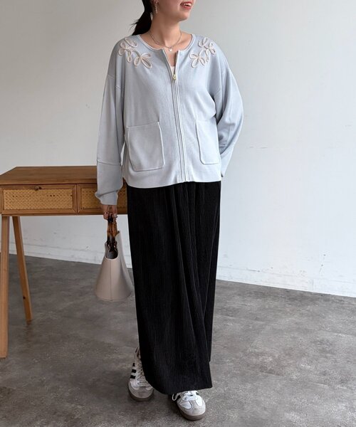 Chez toi（シェトワ）の「プリーツナロースカート（スカート・レディース・ベージュ/オレンジ/カーキ/ブルー/ブラック・FREE）」の15枚目の写真