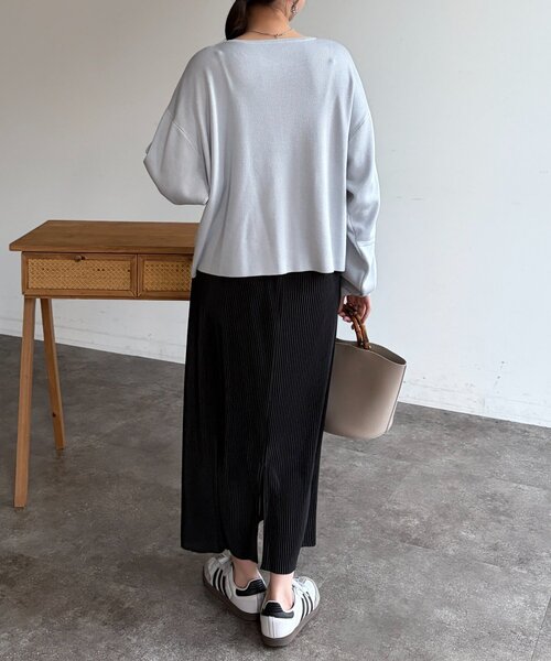 Chez toi（シェトワ）の「プリーツナロースカート（スカート・レディース・ベージュ/オレンジ/カーキ/ブルー/ブラック・FREE）」の18枚目の写真