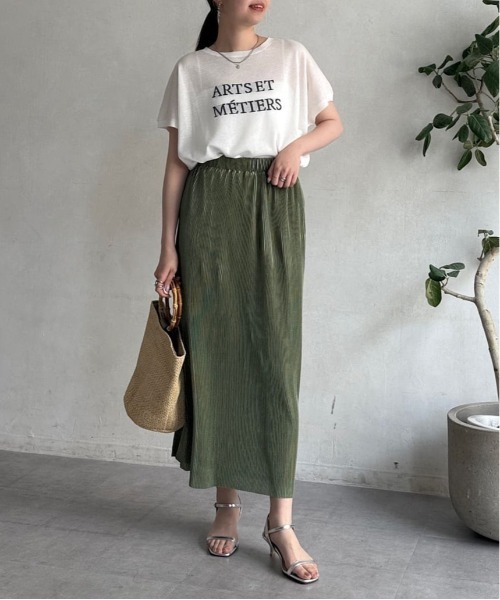 Chez toi（シェトワ）の「プリーツナロースカート（スカート・レディース・ベージュ/オレンジ/カーキ/ブルー/ブラック・FREE）」の8枚目の写真