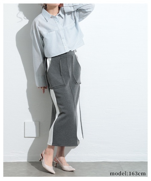 Sawa a la mode(サワアラモード)の「配色ラインスカート(スカート・レディース・ブラック/グレー・FREE)」の10枚目の写真