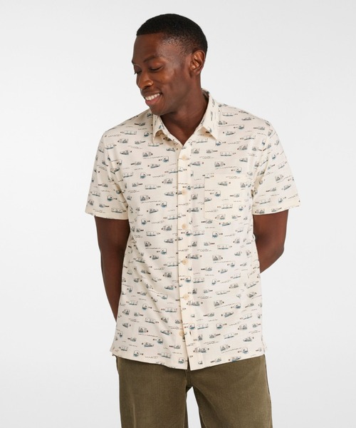 L.L.Bean(エルエルビーン)の「レイクウォッシュ・パフォーマンス・シャツ、ボタンフロント・シャツ 半袖 プリント 米国フィット・レギュラー(シャツ/ブラウス・メンズ・ホワイト系その他/ブルー系その他・SMALL/MEDIUM/LARGE)」の3枚目の写真