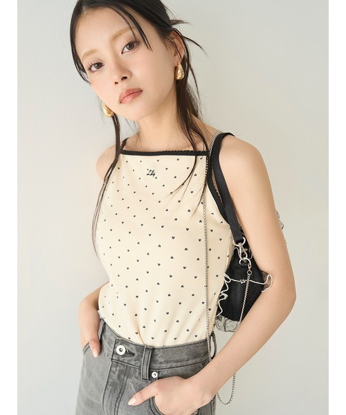 LILY BROWN(リリーブラウン)の「Lilyロゴ刺繍カップインキャミソール(Tシャツ/カットソー・レディース・グリーン/ピンク/ドット/その他・FREE)」の4枚目の写真