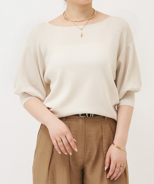 LIVETART（リヴェタート）の「シルク混ニットTee（ニット/セーター・レディース・アイボリー/ブラック・FREE）」の2枚目の写真