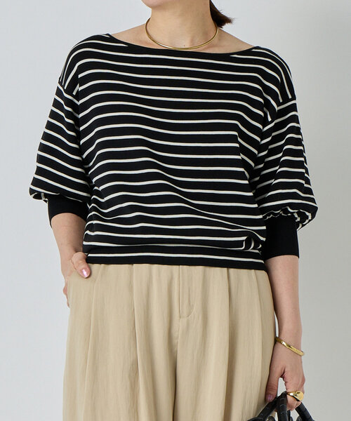 LIVETART（リヴェタート）の「シルク混ニットTee（ニット/セーター・レディース・アイボリー/ブラック・FREE）」の6枚目の写真