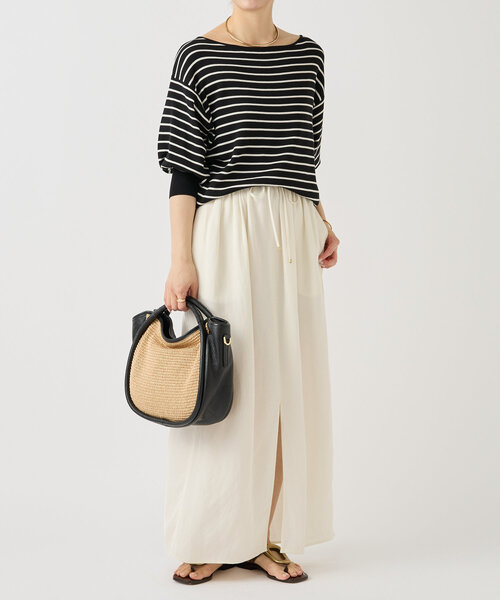 LIVETART（リヴェタート）の「シルク混ニットTee（ニット/セーター・レディース・アイボリー/ブラック・FREE）」の12枚目の写真