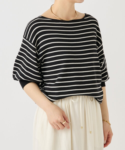 LIVETART（リヴェタート）の「シルク混ニットTee（ニット/セーター・レディース・アイボリー/ブラック・FREE）」の13枚目の写真