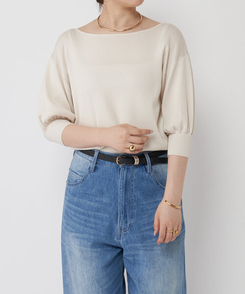 LIVETART（リヴェタート）の「シルク混ニットTee（ニット/セーター・レディース・アイボリー/ブラック・FREE）」の20枚目の写真