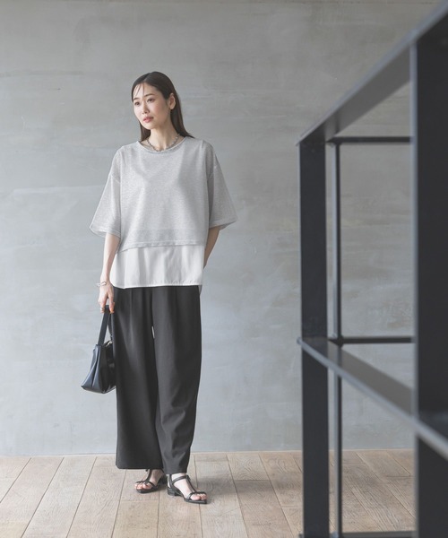 GLOBAL WORK（グローバルワーク）の「シアーボーダータンクセット/310414（Tシャツ/カットソー・レディース・ベージュ×ブラック/ホワイト×ブラック/チャコールグレー×ブラック/ブラック・MEDIUM/LARGE）」の5枚目の写真