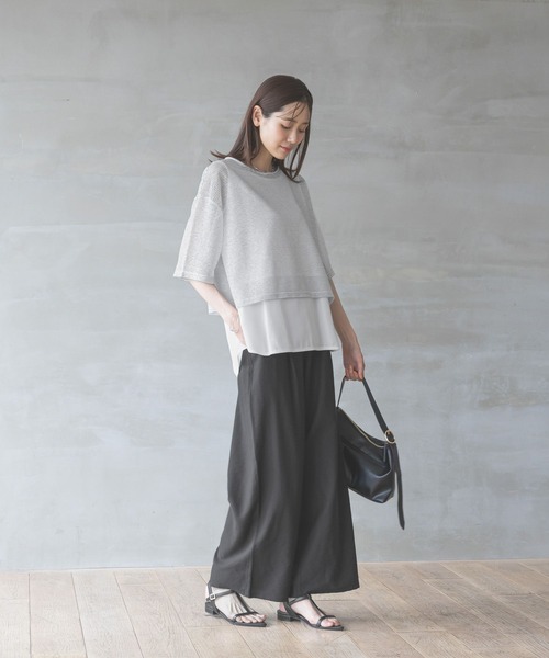 GLOBAL WORK（グローバルワーク）の「シアーボーダータンクセット/310414（Tシャツ/カットソー・レディース・ベージュ×ブラック/ホワイト×ブラック/チャコールグレー×ブラック/ブラック・MEDIUM/LARGE）」の7枚目の写真