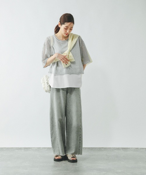 GLOBAL WORK（グローバルワーク）の「シアーボーダータンクセット/310414（Tシャツ/カットソー・レディース・ベージュ×ブラック/ホワイト×ブラック/チャコールグレー×ブラック/ブラック・MEDIUM/LARGE）」の11枚目の写真