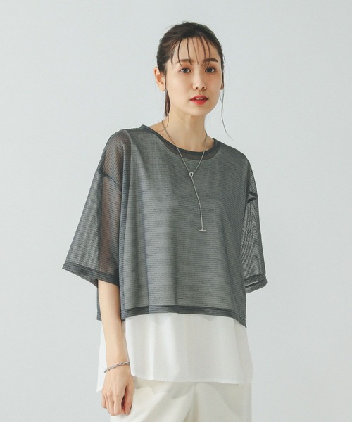 GLOBAL WORK（グローバルワーク）の「シアーボーダータンクセット/310414（Tシャツ/カットソー・レディース・ベージュ×ブラック/ホワイト×ブラック/チャコールグレー×ブラック/ブラック・MEDIUM/LARGE）」の20枚目の写真