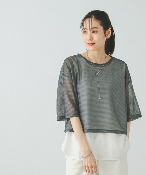 GLOBAL WORK（グローバルワーク）の「シアーボーダータンクセット/310414（Tシャツ/カットソー・レディース・ベージュ×ブラック/ホワイト×ブラック/チャコールグレー×ブラック/ブラック・MEDIUM/LARGE）」の21枚目の写真
