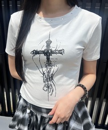 Figments | ドームネッククロスプリントトップス(Tシャツ/カットソー)