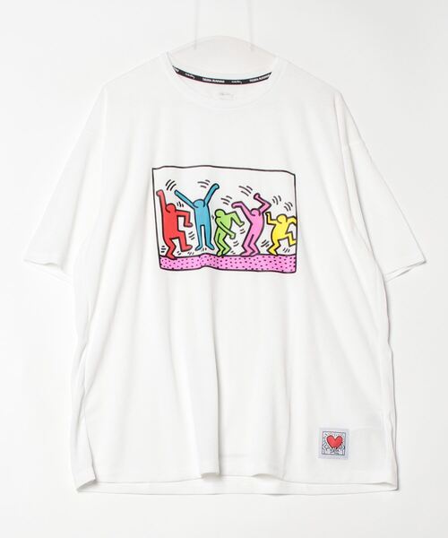 TIGORA(ティゴラ)の「ティゴラ TIGORA ランニング半袖Tシャツ ボックスグラフィック(キースへリング)(Tシャツ/カットソー・メンズ・ホワイト×ブルー/ホワイト×ピンク・SS/S/M/L/XL)」の1枚目の写真