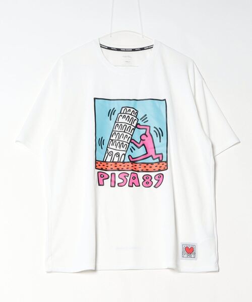 TIGORA(ティゴラ)の「ティゴラ TIGORA ランニング半袖Tシャツ ボックスグラフィック(キースへリング)(Tシャツ/カットソー・メンズ・ホワイト×ブルー/ホワイト×ピンク・SS/S/M/L/XL)」の2枚目の写真