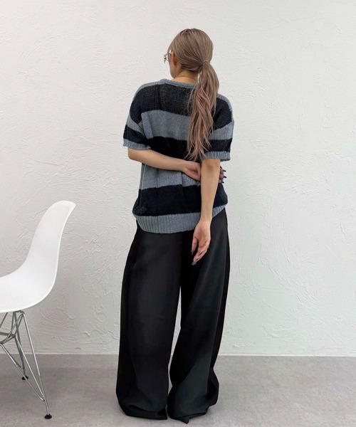 sedacle(セダクル)の「ボーダーシアーニット(ニット/セーター・レディース・ピンク/ブラック/ネイビー・LARGE/MEDIUM/SMALL)」の6枚目の写真
