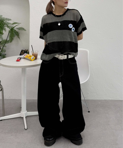 sedacle(セダクル)の「ボーダーシアーニット(ニット/セーター・レディース・ピンク/ブラック/ネイビー・LARGE/MEDIUM/SMALL)」の5枚目の写真