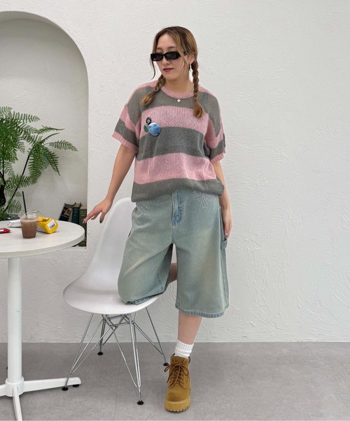 sedacle(セダクル)の「ボーダーシアーニット(ニット/セーター・レディース・ピンク/ブラック/ネイビー・LARGE/MEDIUM/SMALL)」の16枚目の写真