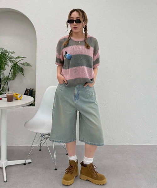sedacle(セダクル)の「ボーダーシアーニット(ニット/セーター・レディース・ピンク/ブラック/ネイビー・LARGE/MEDIUM/SMALL)」の15枚目の写真