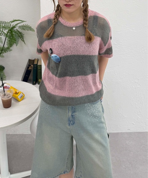 sedacle(セダクル)の「ボーダーシアーニット(ニット/セーター・レディース・ピンク/ブラック/ネイビー・LARGE/MEDIUM/SMALL)」の21枚目の写真