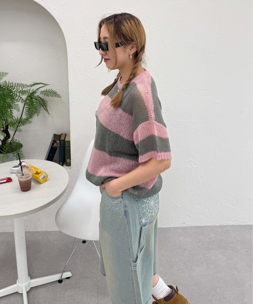 sedacle(セダクル)の「ボーダーシアーニット(ニット/セーター・レディース・ピンク/ブラック/ネイビー・LARGE/MEDIUM/SMALL)」の19枚目の写真