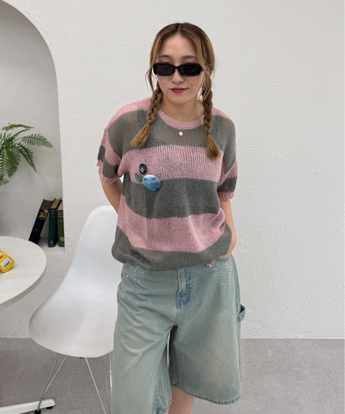 sedacle(セダクル)の「ボーダーシアーニット(ニット/セーター・レディース・ピンク/ブラック/ネイビー・LARGE/MEDIUM/SMALL)」の20枚目の写真