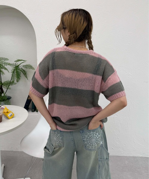 sedacle(セダクル)の「ボーダーシアーニット(ニット/セーター・レディース・ピンク/ブラック/ネイビー・LARGE/MEDIUM/SMALL)」の18枚目の写真