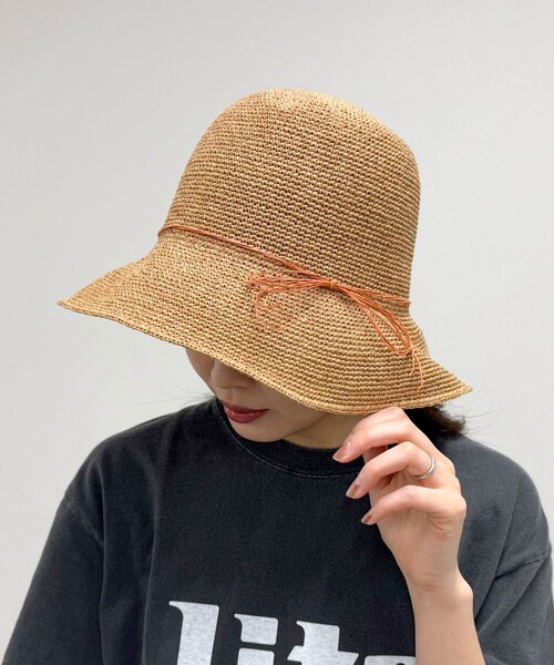 fredy emue(フレディエミュ)の「MIXペーパーリボンハット(ハット・レディース・オレンジ/ベージュ・FREE)」の5枚目の写真