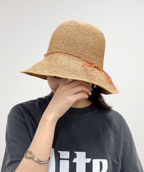 fredy emue(フレディエミュ)の「MIXペーパーリボンハット(ハット・レディース・オレンジ/ベージュ・FREE)」の6枚目の写真