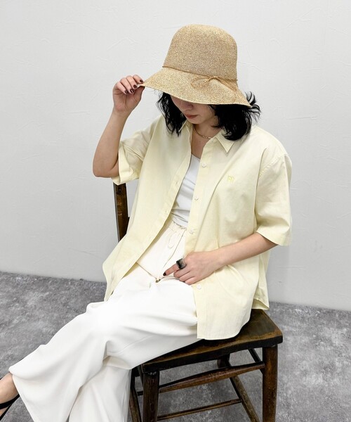 fredy emue(フレディエミュ)の「MIXペーパーリボンハット(ハット・レディース・オレンジ/ベージュ・FREE)」の7枚目の写真