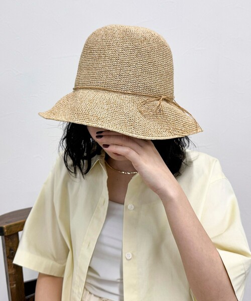 fredy emue(フレディエミュ)の「MIXペーパーリボンハット(ハット・レディース・オレンジ/ベージュ・FREE)」の8枚目の写真