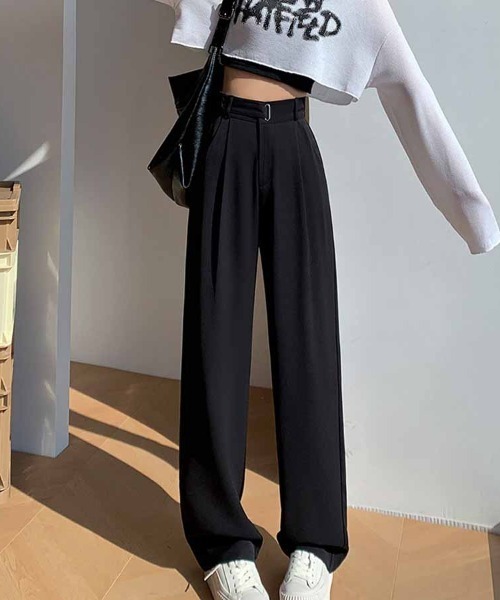 shoppinggo(ショッピングゴー)の「ワイドパンツ スラックス タック(カーゴパンツ・レディース・グレー/ブラック・M/L)」の6枚目の写真