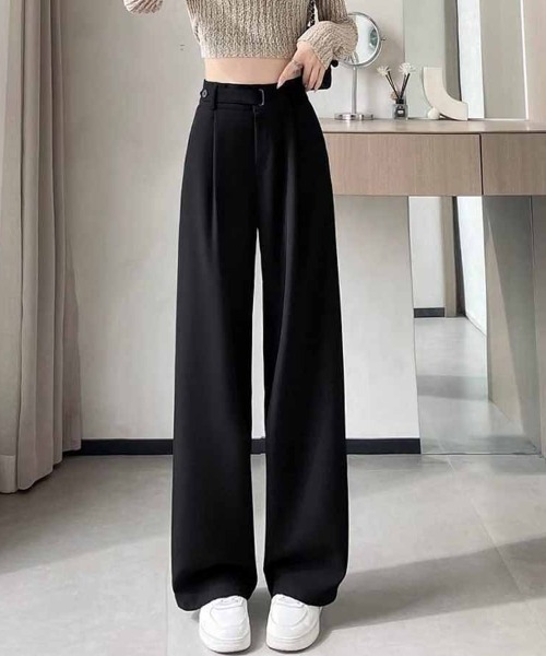 shoppinggo(ショッピングゴー)の「ワイドパンツ スラックス タック(カーゴパンツ・レディース・グレー/ブラック・M/L)」の5枚目の写真