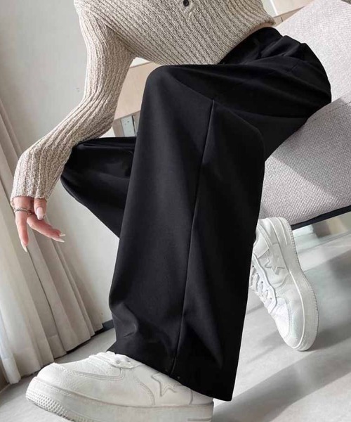 shoppinggo(ショッピングゴー)の「ワイドパンツ スラックス タック(カーゴパンツ・レディース・グレー/ブラック・M/L)」の3枚目の写真