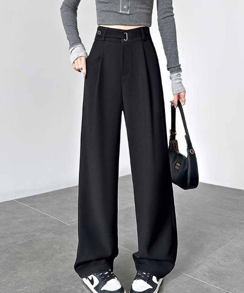 shoppinggo(ショッピングゴー)の「ワイドパンツ スラックス タック(カーゴパンツ・レディース・グレー/ブラック・M/L)」の16枚目の写真