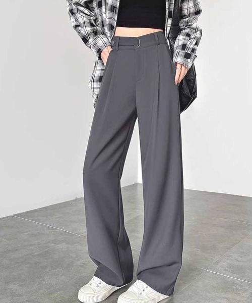 shoppinggo(ショッピングゴー)の「ワイドパンツ スラックス タック(カーゴパンツ・レディース・グレー/ブラック・M/L)」の15枚目の写真