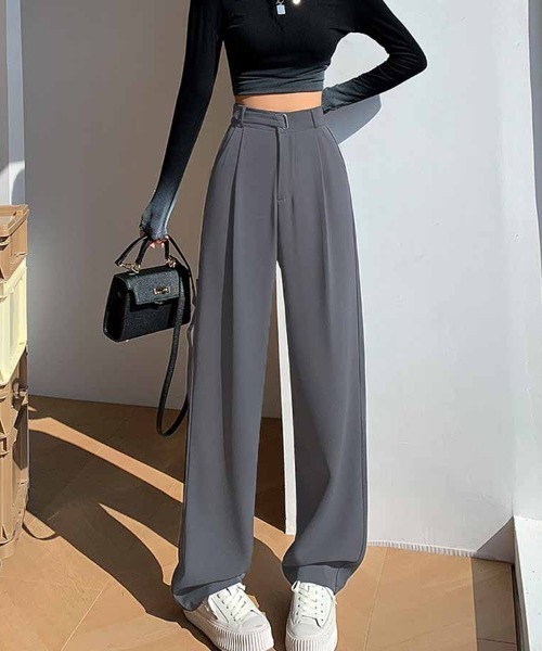 shoppinggo(ショッピングゴー)の「ワイドパンツ スラックス タック(カーゴパンツ・レディース・グレー/ブラック・M/L)」の14枚目の写真