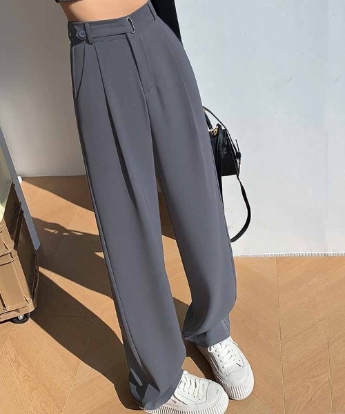 shoppinggo(ショッピングゴー)の「ワイドパンツ スラックス タック(カーゴパンツ・レディース・グレー/ブラック・M/L)」の13枚目の写真
