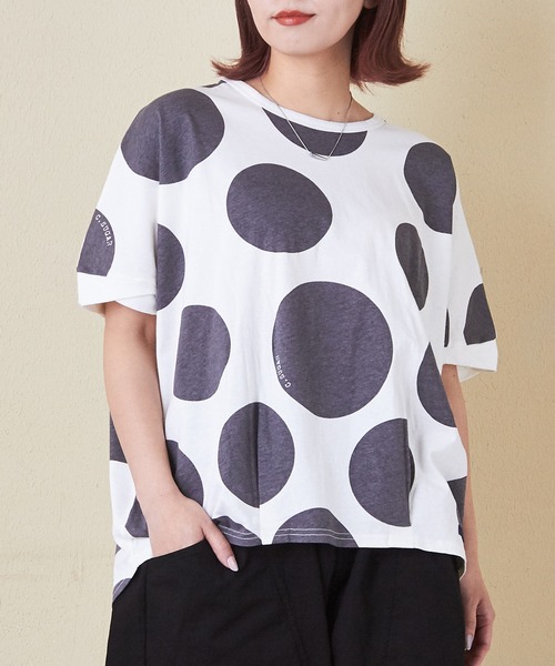 セール】ドットプリント汗染み防止加工ドルマンTシャツ（Tシャツ